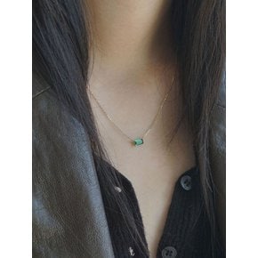 14k square gemstone cubic necklace