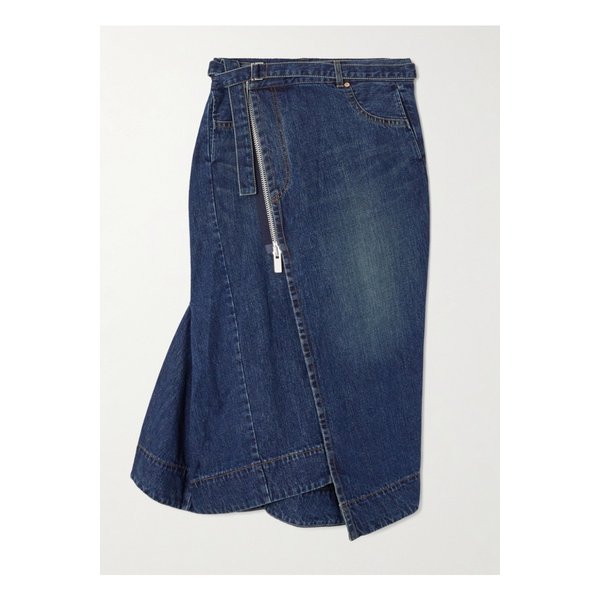 데님 미디 스커트 미드 데님 46376663162908273