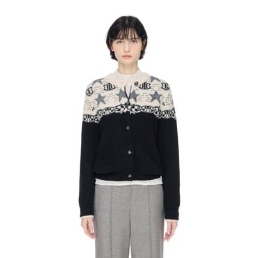 듀엘 엄블럼 자카드 니트 가디건 D244KSL038