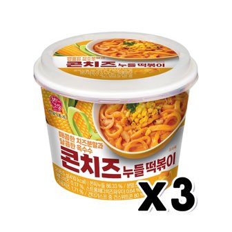  본고장 콘치즈 누들떡볶이 즉석용기컵 208.5g x 3개