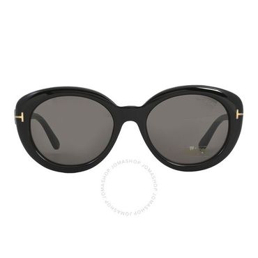 톰포드 5038810 Tom Ford Lily Smoke Oval Ladies Sunglasses