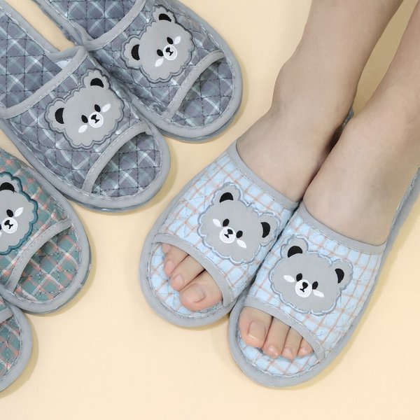 층간소음 방지 미끄럼방지 푹신한 남자 3중쿠션 거실 면 퀼트 실내화