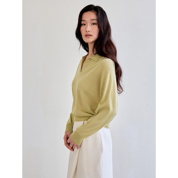 Soft Collared Knit Sweater (Olive)