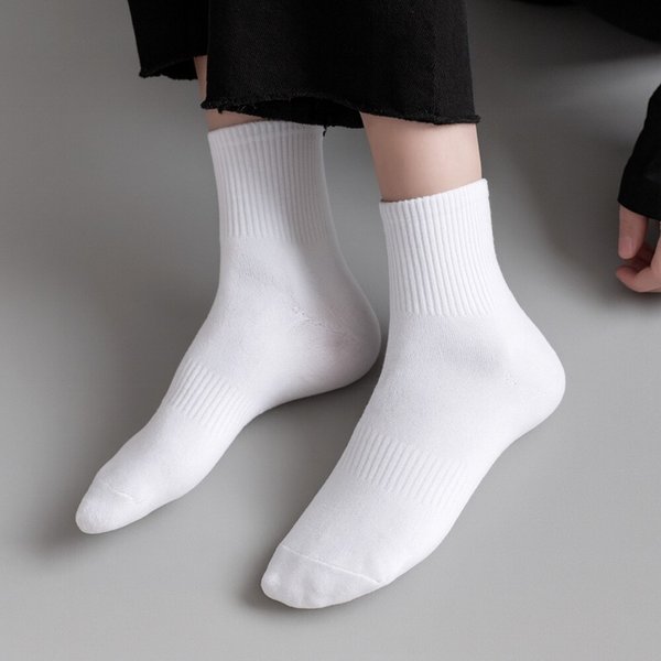 10켤레 화이트 무지 중목 양말 여성용 베이직 학생 데일리