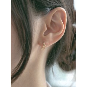 14k double ball loop one touch ring earring