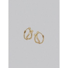 14k double ball loop one touch ring earring