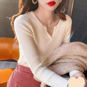 ONM 여성 이너 골지 브이넥 긴팔 티셔츠 (S11882218)