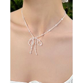 ribbon beads necklace (WHITE)