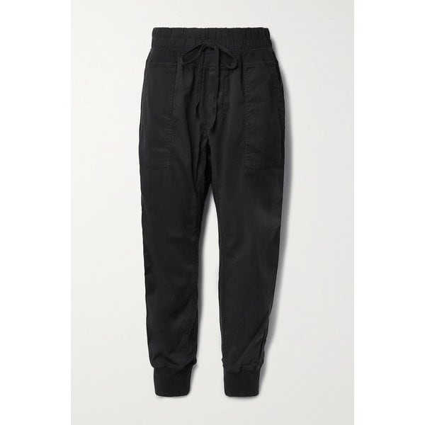 저지 트리밍 코튼 개버딘 트랙팬츠 블랙 17957409492250543