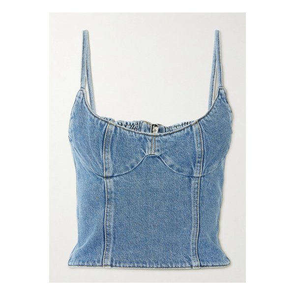 마그다부트림 크롭 데님 뷔스티에 블루 1647597325940292