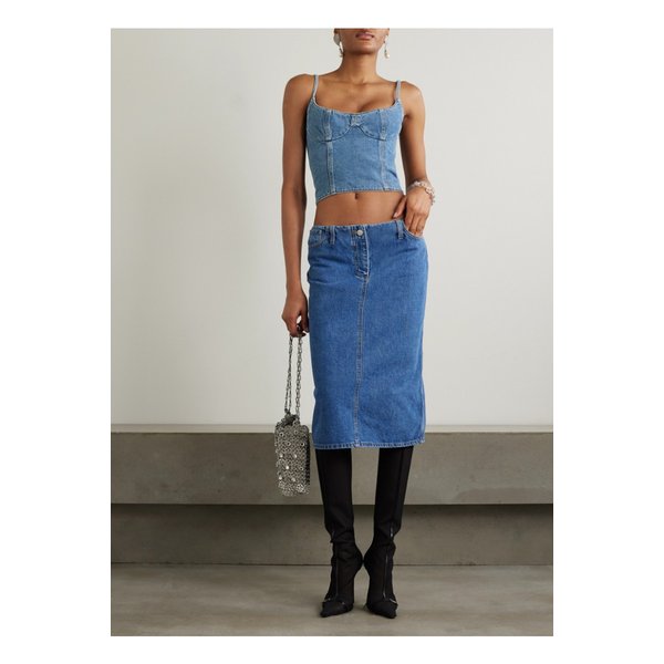 마그다부트림 크롭 데님 뷔스티에 블루 1647597325940292