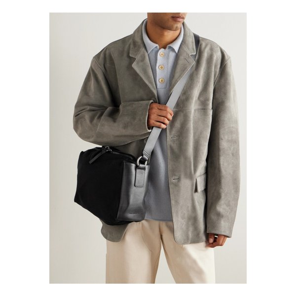 가죽 트리밍 코튼 캔버스 메신저 백 46376663162930504