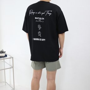 (당일출고) 남자 오버핏 링클프리 라인레옹 프린팅 여름 기능성 쿨 반팔 티셔츠
