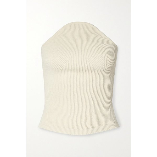 Jericho Strapless Ribbed-knit Top 아이보리