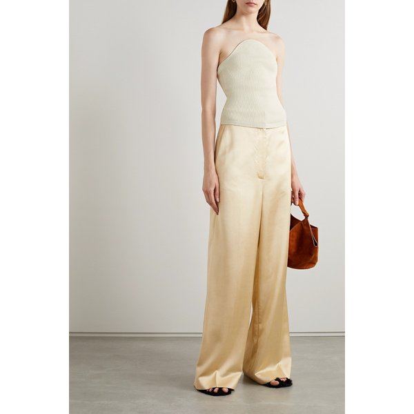 Jericho Strapless Ribbed-knit Top 아이보리