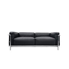 [Cassina 공식수입원] 3 Fauteuil Grand Confort, Grand Modele, 2-Seater (Black/Chrome)