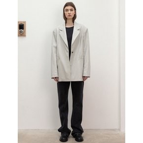 faux leather over-fit blazer (light gray)