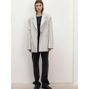 faux leather over-fit blazer (light gray)