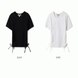 후아유 여성 크롭 셔링 반팔 티셔츠 / Ribbed Shirring T-Shirt_A WHRAE2526F