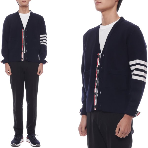 [부산점] 25FW 남성 사선 스트라이프 울 가디건 (MKC160A 00014 415 25F)