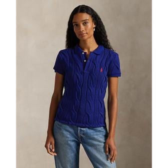 폴로 랄프 로렌 여성 케이블 니트 코튼 폴로 셔츠(WMPOKNINB920294999)