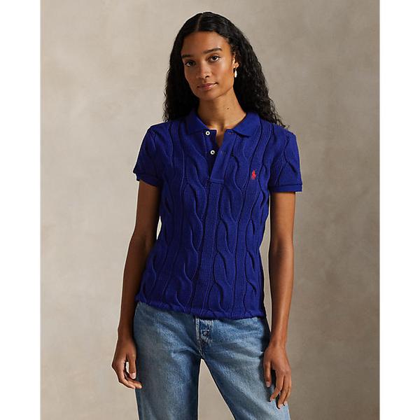 여성 케이블 니트 코튼 폴로 셔츠(WMPOKNINB920294999)