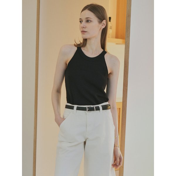 Summer Linen Blend Deep Armhole Sleeveless (black)