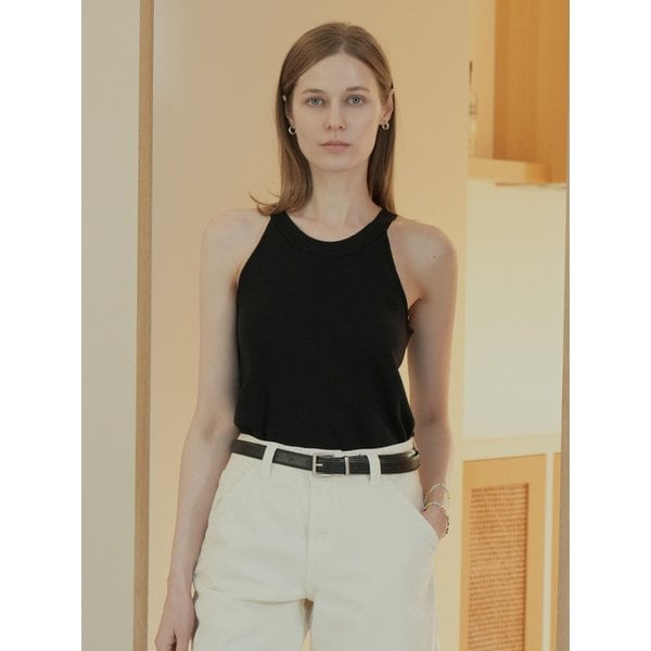 Summer Linen Blend Deep Armhole Sleeveless (black)