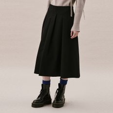 UNEVEN TUCK SKIRT_BLACK