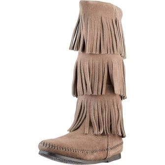  영국 미네통카 부츠 Minnetonka Womens Calf Hi 3Layer Fringe Mocass Boots 1761321