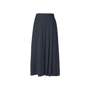 PLEATS MIXED WOOL SKIRT (NAVY)