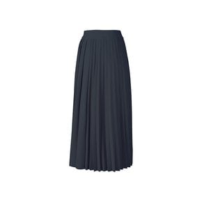 PLEATS MIXED WOOL SKIRT (NAVY)