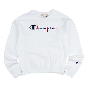 리버스 위브 3컬러 스크립트 로고 여성 크루넥 화이트 GF750-Y07966-045