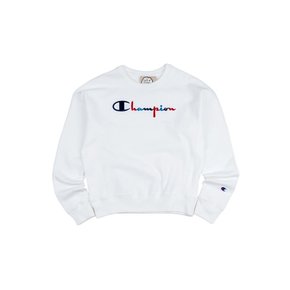 리버스 위브 3컬러 스크립트 로고 여성 크루넥 화이트 GF750-Y07966-045