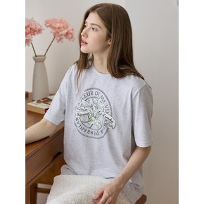 Lily Print T-shirt - Light Grey