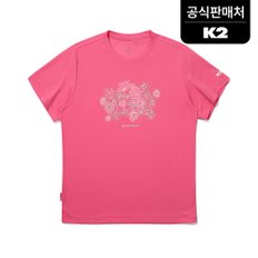 공식 여성 SS ARTECO 그래픽 쿨맥스에코 반팔 티셔츠 (ECO) (CANDY PINK) KWM24253