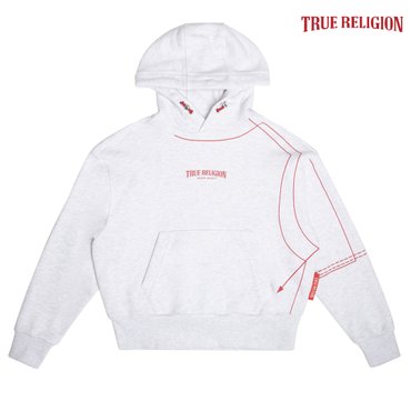 트루릴리젼 [TRUE RELIGION] 라인 아트 후드 티셔츠 화이트멜란지