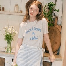 MAISON DE ROLA EMBROIDERY T-SHIRT MELANGE GRAY