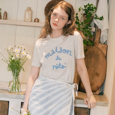 로라로라 MAISON DE ROLA EMBROIDERY T-SHIRT MELANGE GRAY