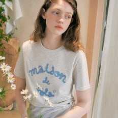 MAISON DE ROLA EMBROIDERY T-SHIRT MELANGE GRAY