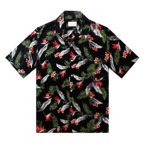 프리미엄 하와이안 셔츠 F하와이안-나뭇잎2-블랙
