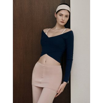 데비웨어 여성 요가복 DEVI-T0096-에쉬네이비 필라테스 엔조이 랩 크롭티