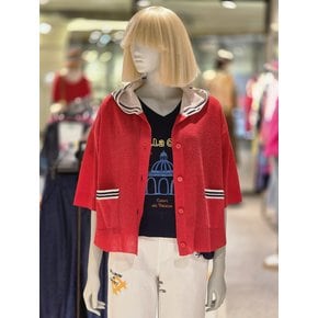 [파주점] 라인 배색 포인트 후드 가디건 BAKCA5531-RD