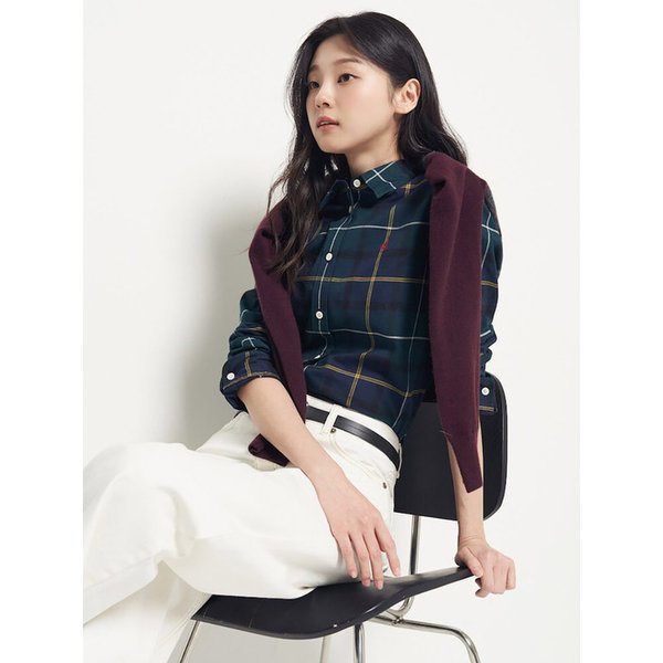 [Essential] 기모 헤릿체크 레귤러핏 셔츠  네이비 (BF5964E01R)