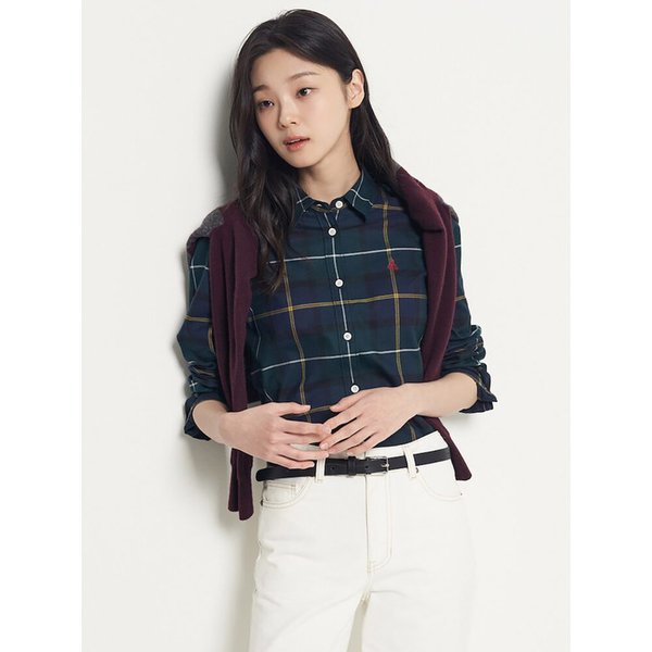 [Essential] 기모 헤릿체크 레귤러핏 셔츠  네이비 (BF5964E01R)