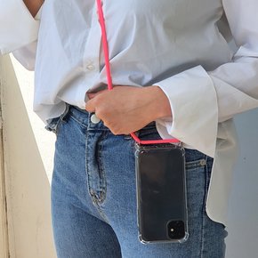 갤럭시A9 A30 A20 M10S A40 A50 A70 M10 스트랩 목걸이줄 믹스 컬러 투명 젤리 실리콘 핸드폰줄