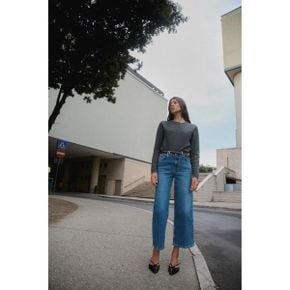 우먼 ZARA 자라 Z1975 하이 웨스트 스트레이트 레그 진 청바지 벨트 9461061