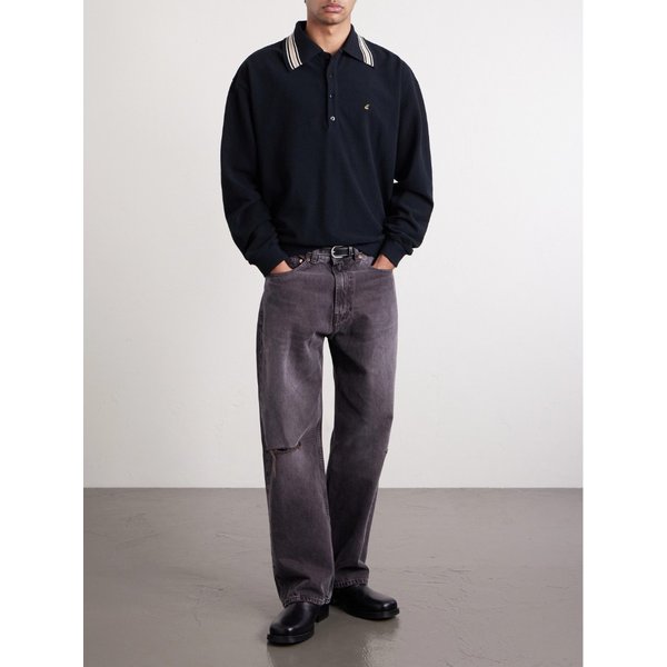 박스 스트라이프 자수 코튼 피케 폴로 셔츠 46376663162925161