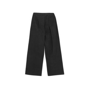 Linen Cross Pintuck Wide Pants - black