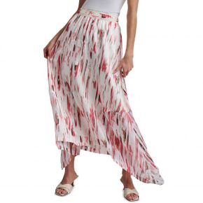 4776699 DKNY Brushstroke Print Handkerchief Hem Skirt